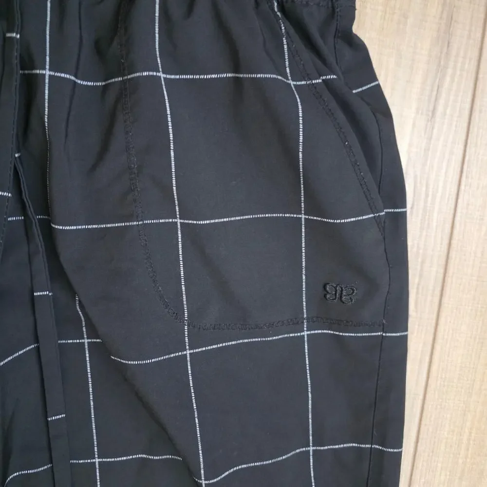 Albion Jetsetter Joggers Windowpane Black White Pants Women Sz M Tall - Picture 7 of 16